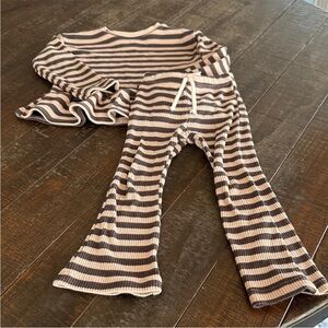 Zara Kids Brown and Cream Striped Set